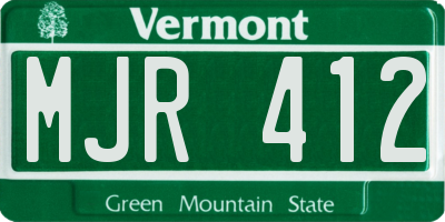 VT license plate MJR412