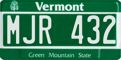 VT license plate MJR432