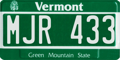 VT license plate MJR433