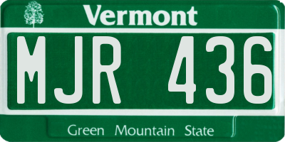 VT license plate MJR436
