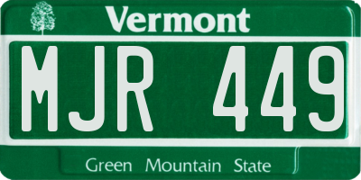 VT license plate MJR449