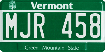 VT license plate MJR458