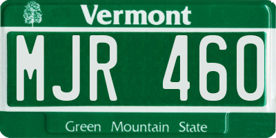 VT license plate MJR460