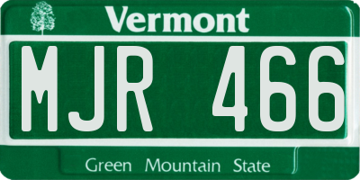 VT license plate MJR466