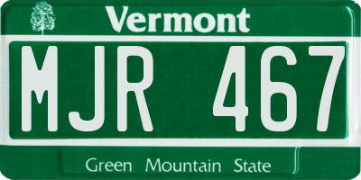 VT license plate MJR467
