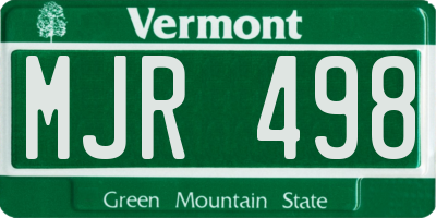 VT license plate MJR498
