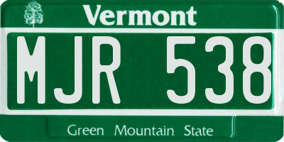 VT license plate MJR538