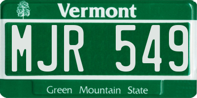 VT license plate MJR549