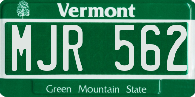 VT license plate MJR562