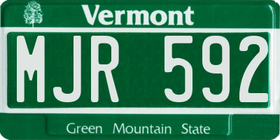 VT license plate MJR592