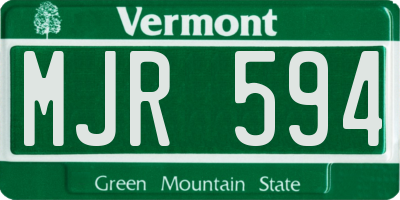 VT license plate MJR594