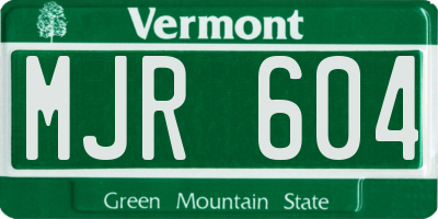 VT license plate MJR604