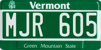 VT license plate MJR605
