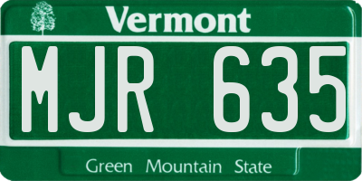 VT license plate MJR635
