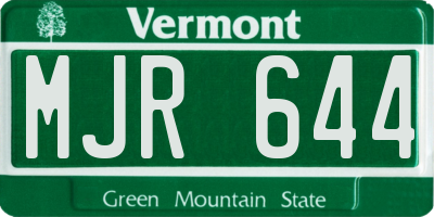 VT license plate MJR644