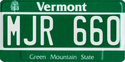VT license plate MJR660