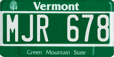 VT license plate MJR678
