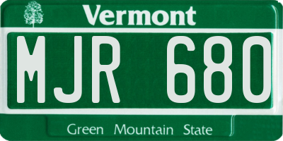 VT license plate MJR680