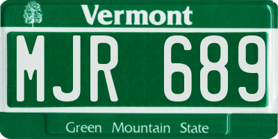 VT license plate MJR689