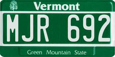 VT license plate MJR692