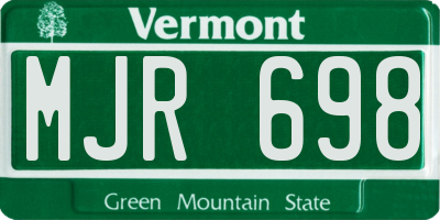 VT license plate MJR698