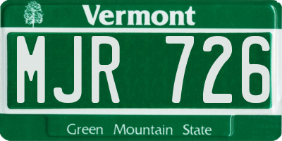VT license plate MJR726
