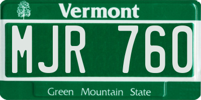 VT license plate MJR760