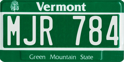 VT license plate MJR784