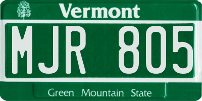VT license plate MJR805