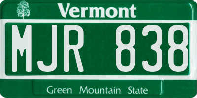 VT license plate MJR838