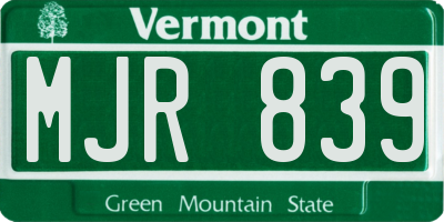 VT license plate MJR839