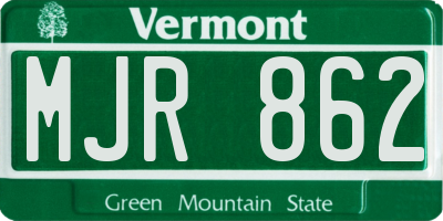 VT license plate MJR862