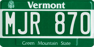 VT license plate MJR870