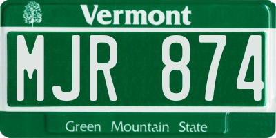 VT license plate MJR874