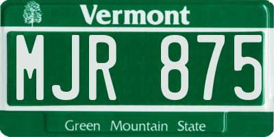 VT license plate MJR875
