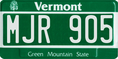 VT license plate MJR905