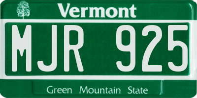 VT license plate MJR925