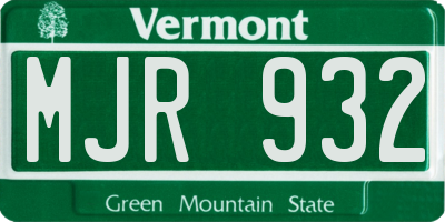 VT license plate MJR932