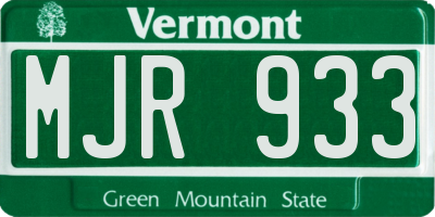 VT license plate MJR933