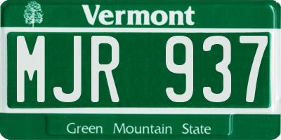 VT license plate MJR937