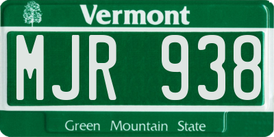 VT license plate MJR938