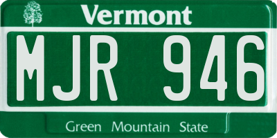 VT license plate MJR946