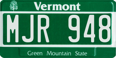 VT license plate MJR948