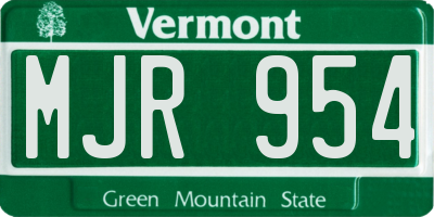 VT license plate MJR954