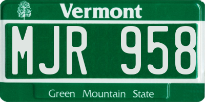 VT license plate MJR958