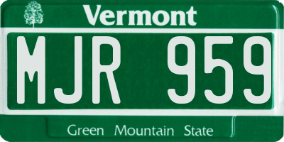VT license plate MJR959