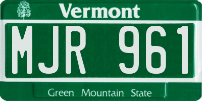 VT license plate MJR961