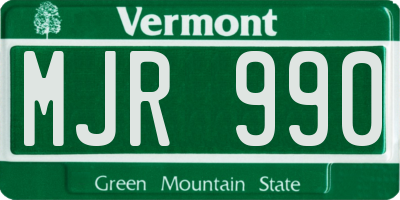 VT license plate MJR990