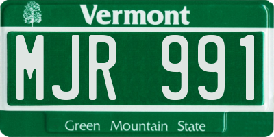 VT license plate MJR991