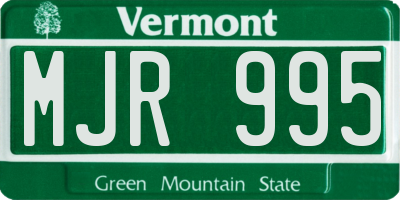 VT license plate MJR995